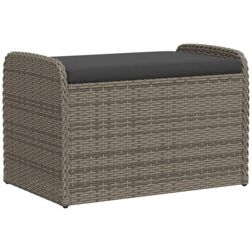 Opbevaringsbænk med hynde 80×51×52 cm i polyrattan - grå