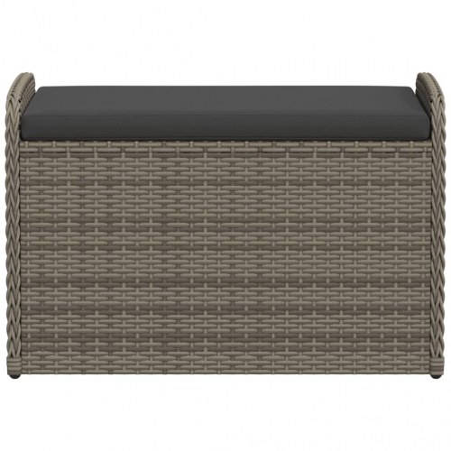 Opbevaringsbænk med hynde 80×51×52 cm i polyrattan - grå