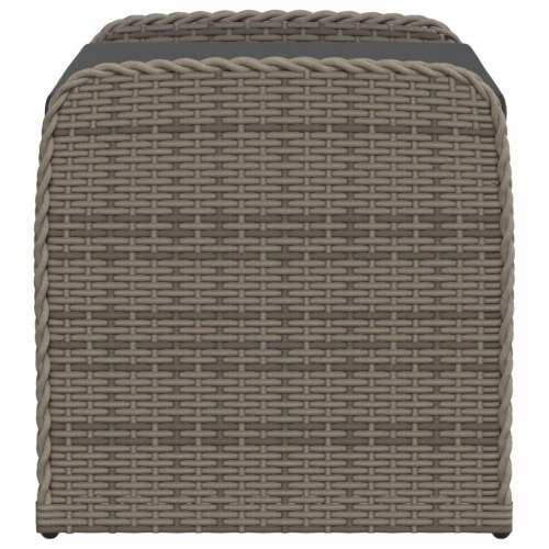 Opbevaringsbænk med hynde 80×51×52 cm i polyrattan - grå
