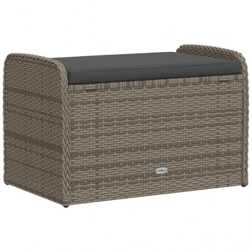 Opbevaringsbænk med hynde 80×51×52 cm i polyrattan - grå