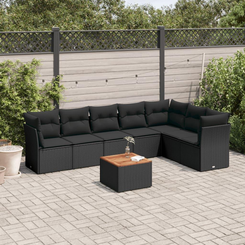 Sofasæt Til Haven 8 Dele Med Hynder Polyrattan Beige - Sort