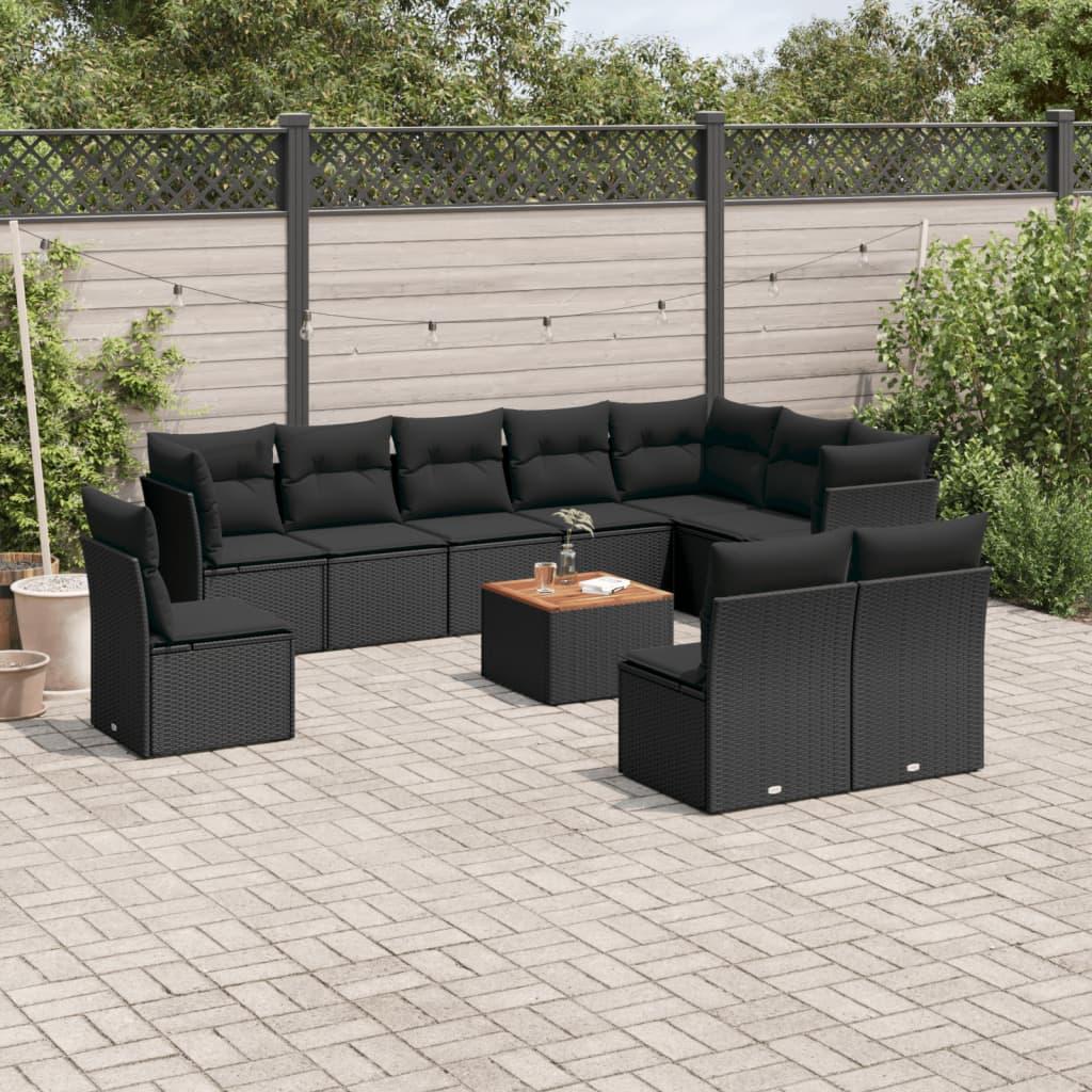 Sofasæt Til Haven 11 Dele Med Hynder Polyrattan - Sort
