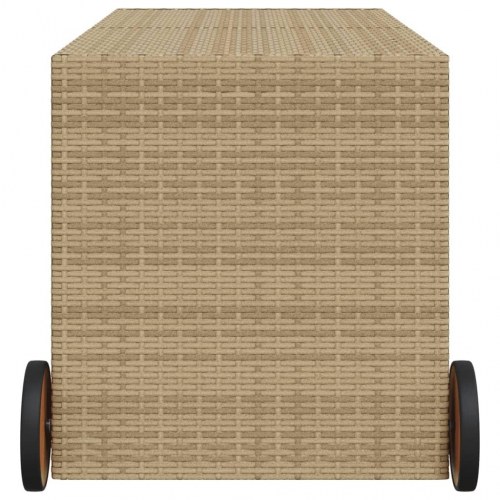 Opbevaringsboks med hjul 283 l polyrattan beige