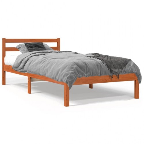 Sengeramme 75 x 190 cm i massivt fyrretræ - gyldenbrun