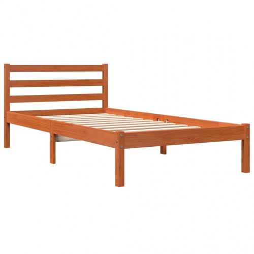 Sengeramme 75 x 190 cm i massivt fyrretræ - gyldenbrun