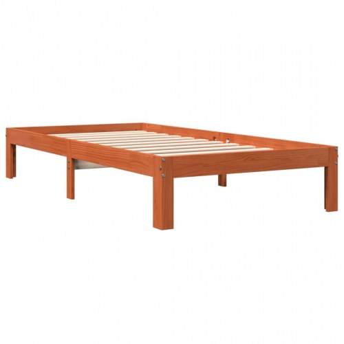 Sengeramme uden madras 90x200 cm massivt fyrretræ gyldenbrun