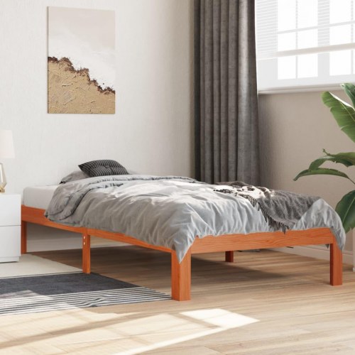 Sengeramme uden madras 90x200 cm massivt fyrretræ gyldenbrun