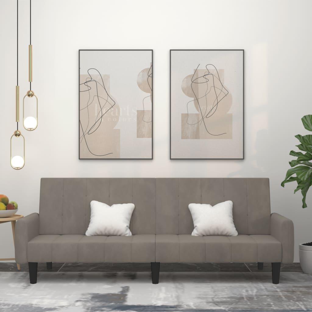 2-personers sovesofa fløjl lysegrå billede