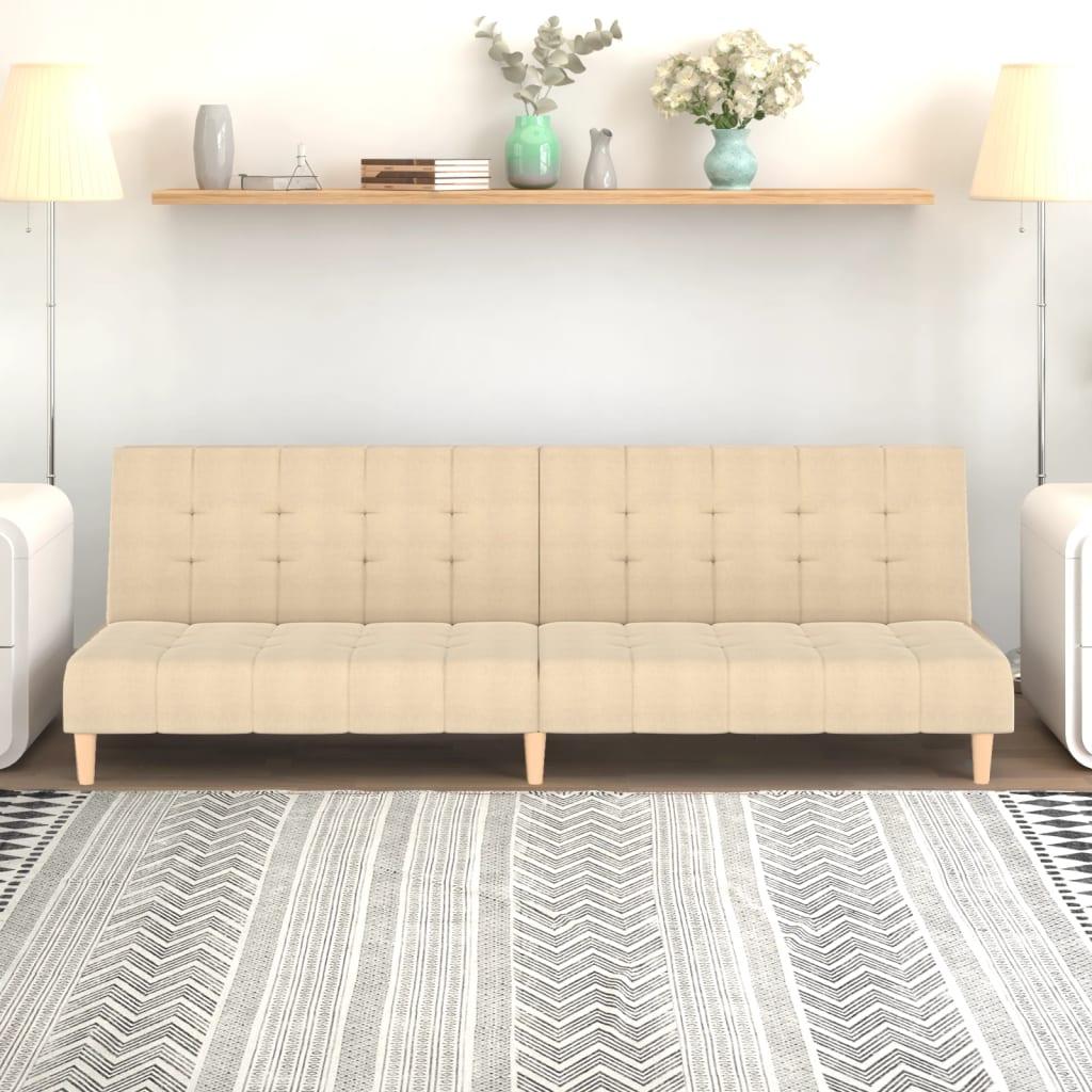 2-Personers Sovesofa Stof - Creme / Uden armlæn