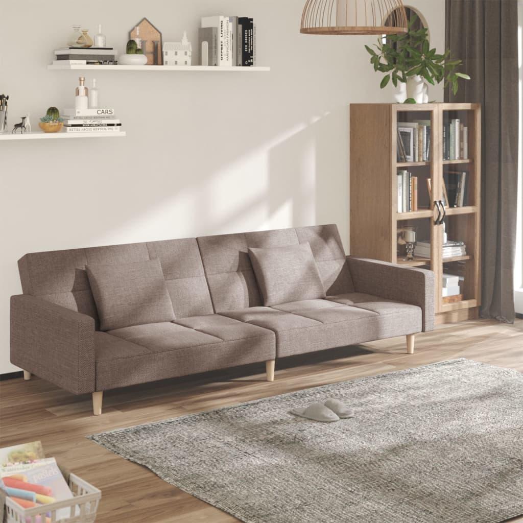 2-personers Sovesofa Med 2 Puder Stof Gråbrun