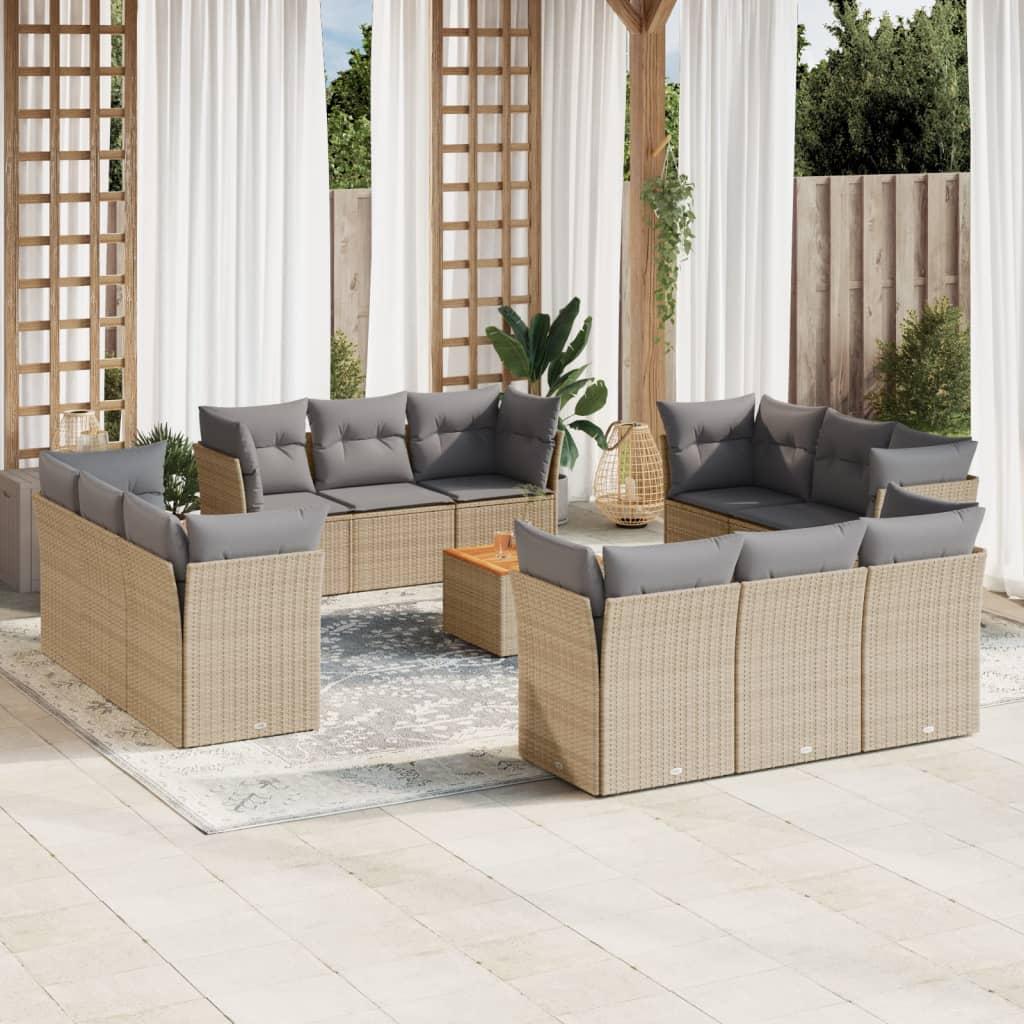Sofasæt Til Haven 13 Dele Med Hynder Polyrattan - beige og grå