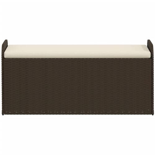 Opbevaringsbænk med hynde 115x51x52 cm polyrattan brun