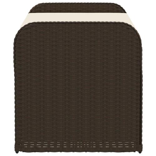 Opbevaringsbænk med hynde 115x51x52 cm polyrattan brun