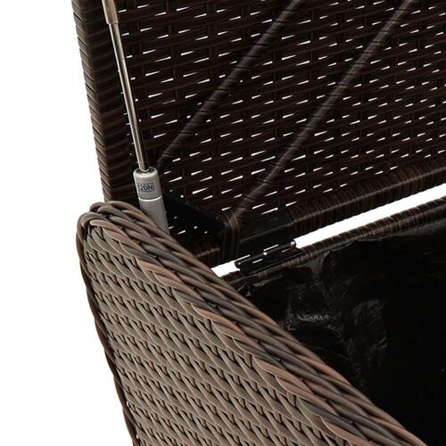 Opbevaringsbænk med hynde 115x51x52 cm polyrattan brun