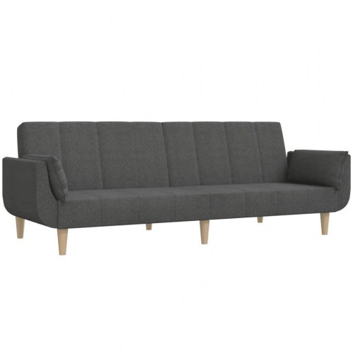 2-personers sovesofa i stof med 2 puder - mørkegrå