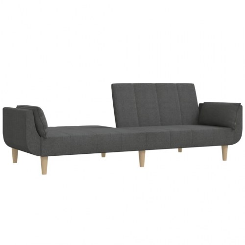 2-personers sovesofa i stof med 2 puder - mørkegrå