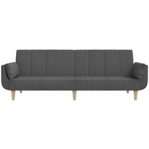 2-personers sovesofa i stof med 2 puder - mørkegrå
