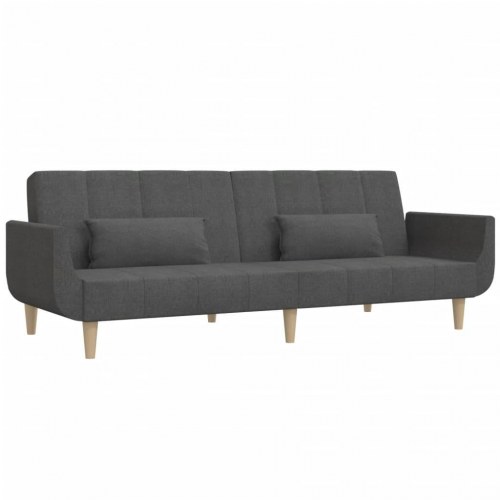 2-personers sovesofa i stof med 2 puder - mørkegrå
