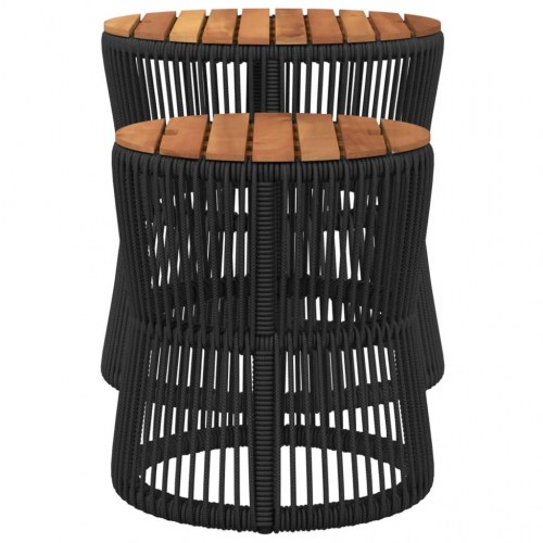 Haveborde 2 stk. med træplade polyrattan sort