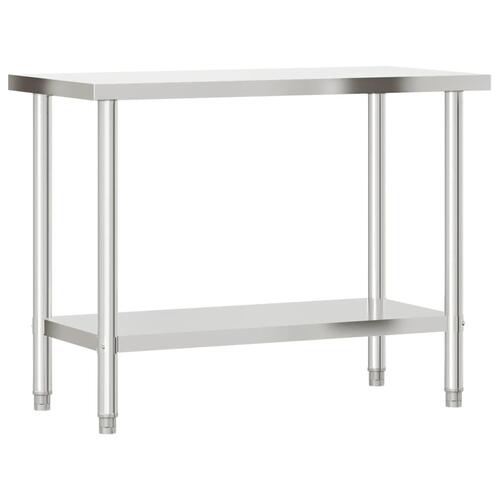 Køkkenbord med tophylde 110x55x150 cm rustfrit stål