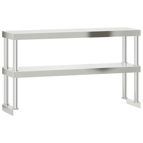 Køkkenbord med tophylde 110x55x150 cm rustfrit stål