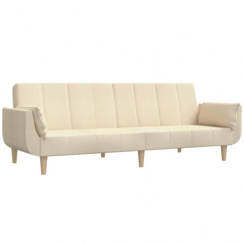 2-personers sovesofa i stof med 2 puder - cremefarvet