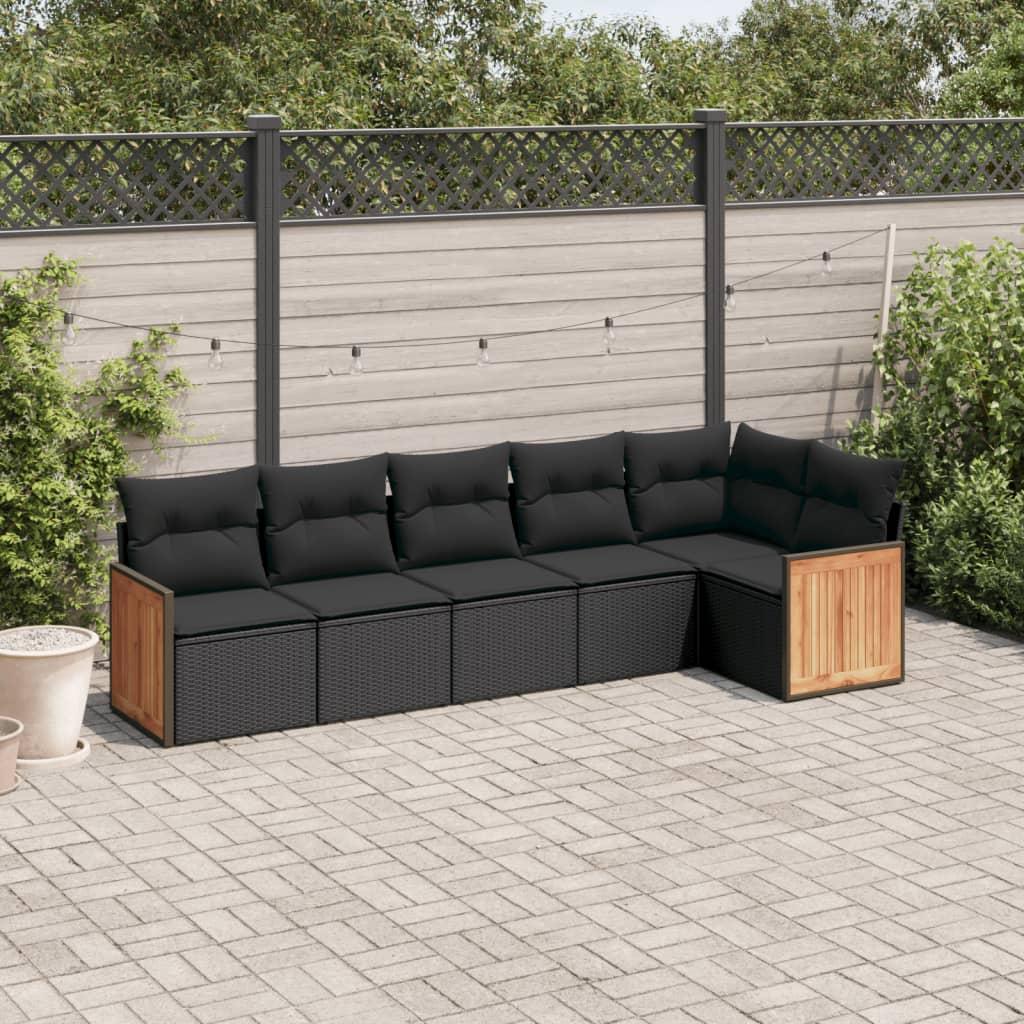Sofasæt Til Haven 6 Dele Med Hynder Polyrattan Beige - Sort / Uden bord