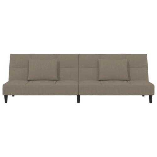 2-personers sovesofa med 2 puder velour lysegrå
