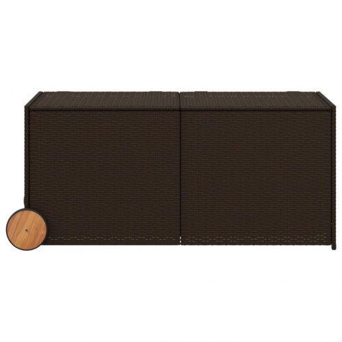 Opbevaringsboks med hjul 283 l i polyrattan - brun