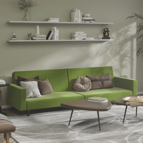 2-personers sovesofa i fløjl - lysegrøn