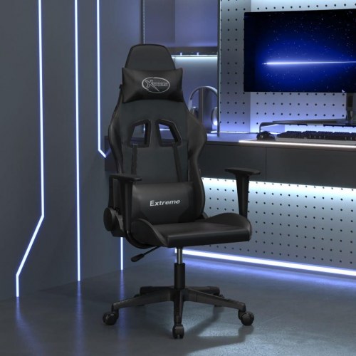 Gamingstol med massagefunktion i kunstlæder - sort