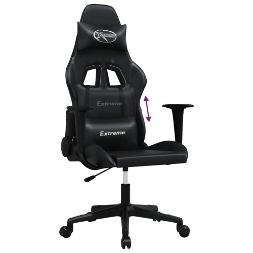Gamingstol med massagefunktion i kunstlæder - sort