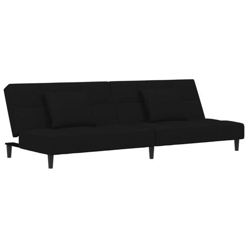 2-personers sovesofa med 2 puder fløjl sort