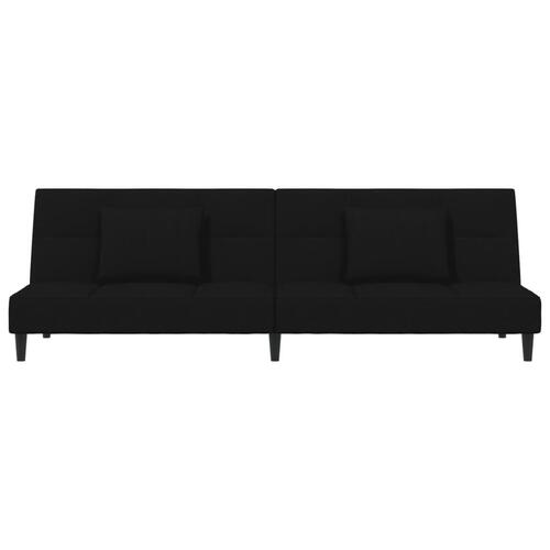 2-personers sovesofa med 2 puder fløjl sort