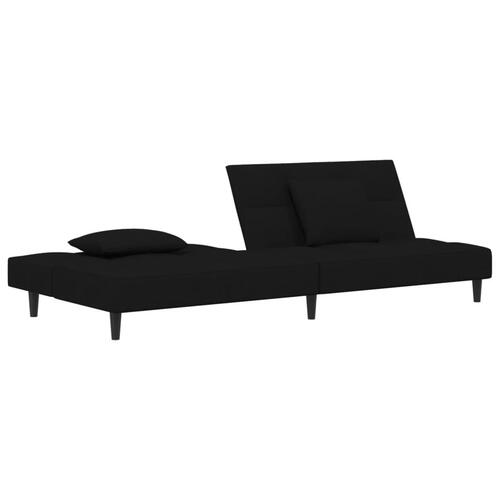 2-personers sovesofa med 2 puder fløjl sort