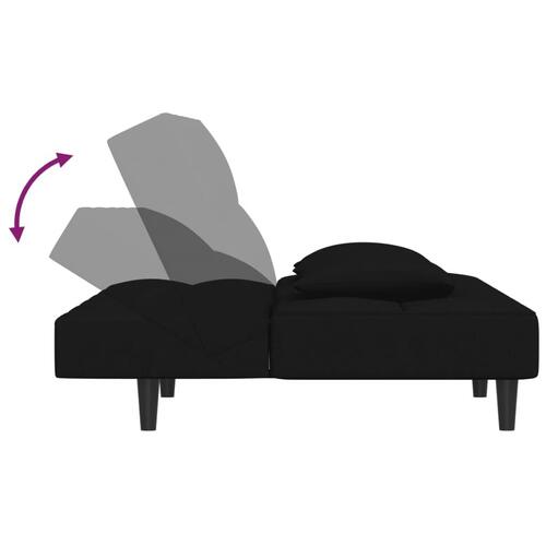 2-personers sovesofa med 2 puder fløjl sort
