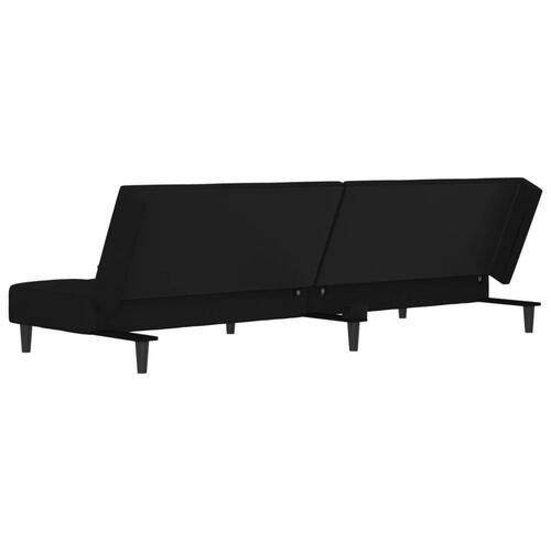 2-personers sovesofa med 2 puder fløjl sort