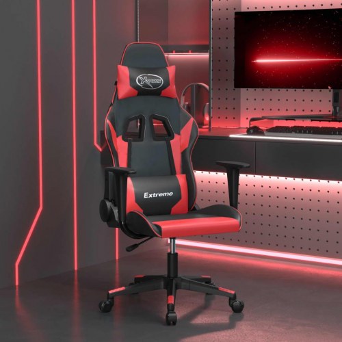 Gamingstol med massagefunktion - sort/rød