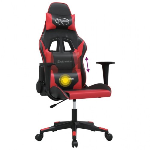 Gamingstol med massagefunktion - sort/rød