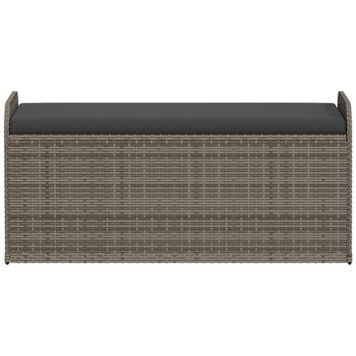 Opbevaringsbænk med hynde 115x51x52 cm polyrattan grå