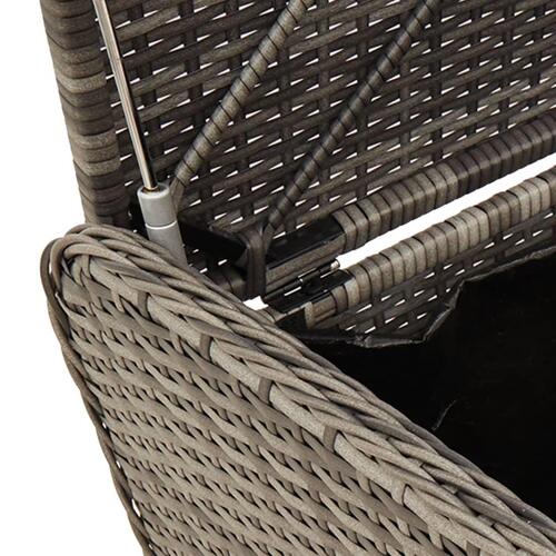 Opbevaringsbænk med hynde 115x51x52 cm polyrattan grå