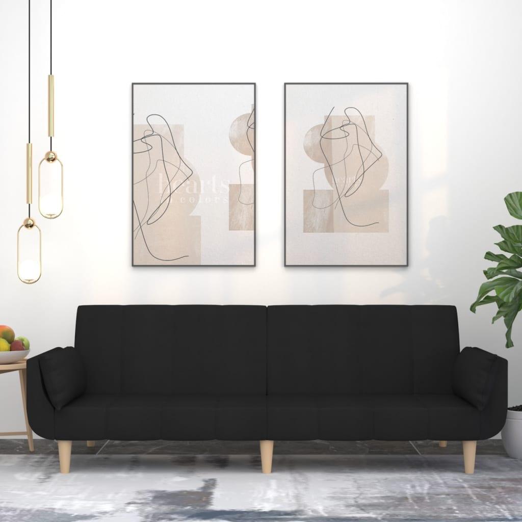 2-Personers Sovesofa Stof - Sort / Med armlæn