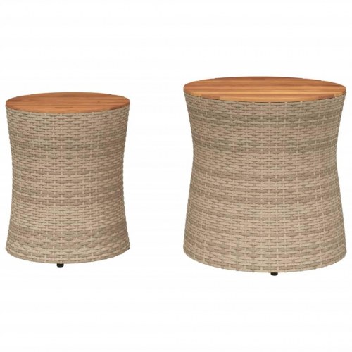 Haveborde sæt á 2 med træplade i polyrattan - beige