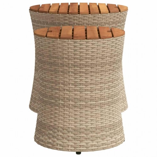 Haveborde sæt á 2 med træplade i polyrattan - beige