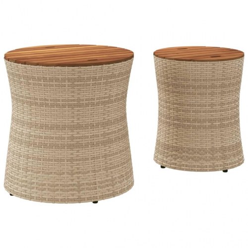 Haveborde sæt á 2 med træplade i polyrattan - beige
