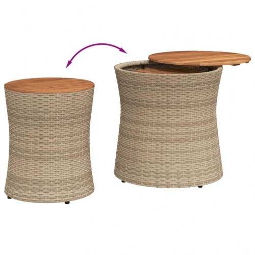 Haveborde sæt á 2 med træplade i polyrattan - beige