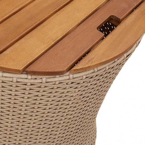 Haveborde sæt á 2 med træplade i polyrattan - beige