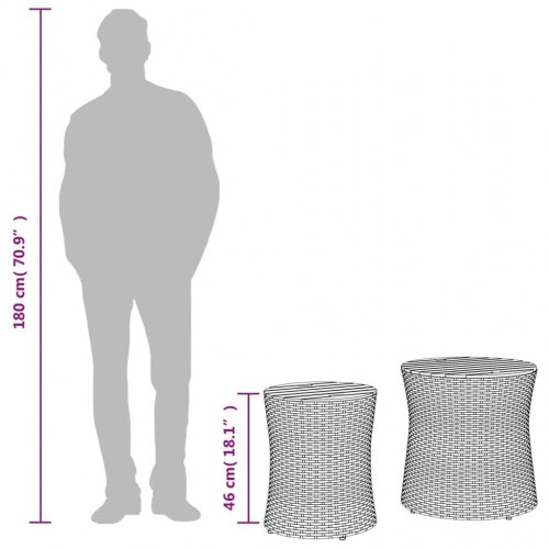 Haveborde sæt á 2 med træplade i polyrattan - beige
