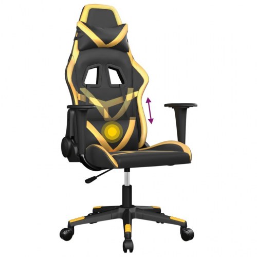 Gamingstol med massagefunktion - sort og guld