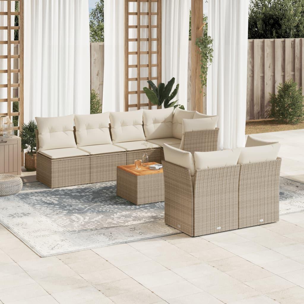 Havesofasæt i polyrattan med opbevaring - 8 dele, beige